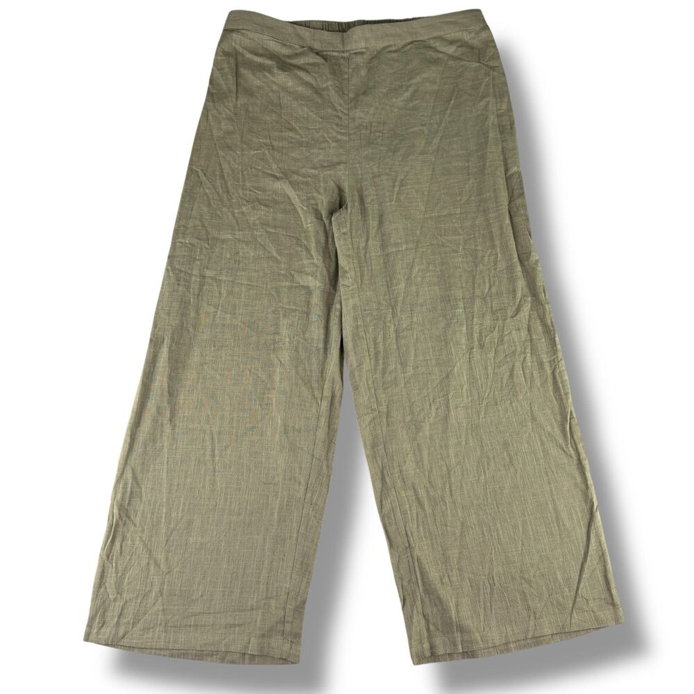 Ritu Kumar Green High Rise Ankle Pants Sz XL Boho Hippie Lightweight